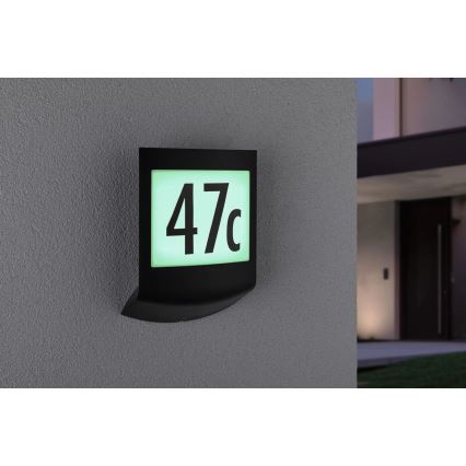 Paulmann 94513 - RGBW LED/8,2W IP44 Iluminator reglabil pentru număr de casă cu senzor de mișcare și de amurg PADEA 230V antracit