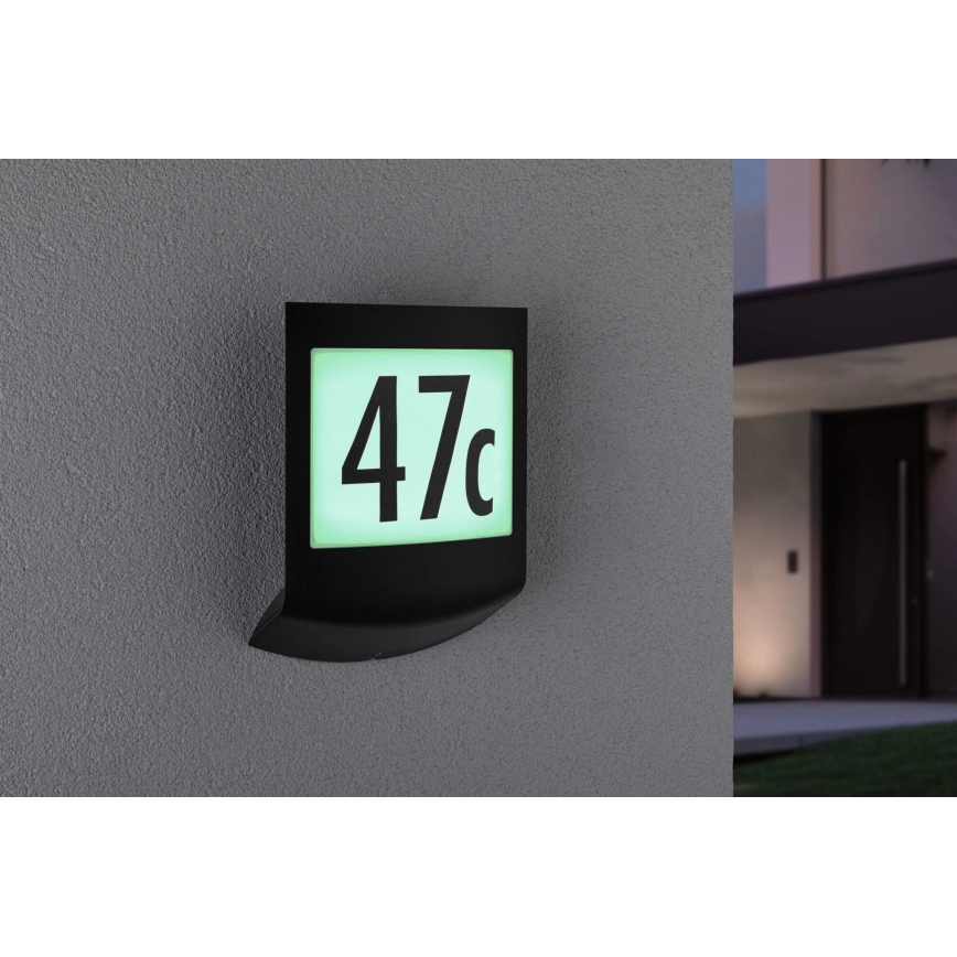 Paulmann 94513 - RGBW LED/8,2W IP44 Iluminator reglabil pentru număr de casă cu senzor de mișcare și de amurg PADEA 230V antracit