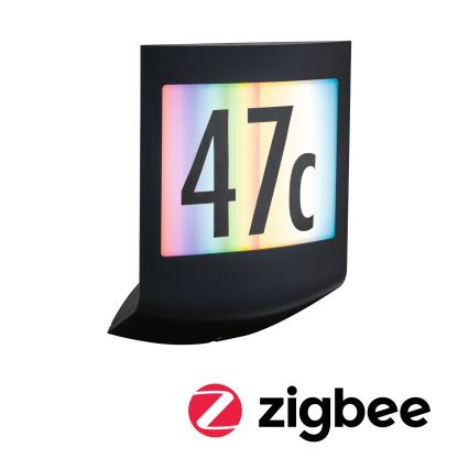 Paulmann 94513 - RGBW LED/8,2W IP44 Iluminator reglabil pentru număr de casă cu senzor de mișcare și de amurg PADEA 230V antracit