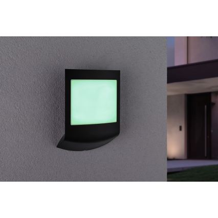 Paulmann 94513 - RGBW LED/8,2W IP44 Dimerizabilă aplică de perete pentru exterior cu senzor de mișcare și de crepuscul PADEA 230V antracit