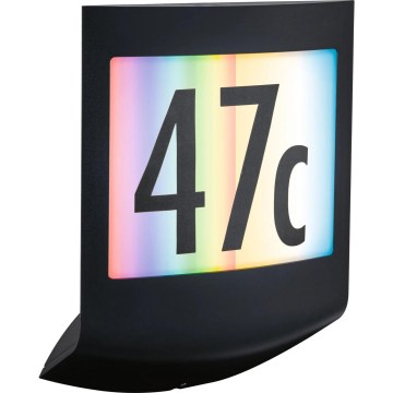 Paulmann 94513 - RGBW LED/8,2W IP44 Iluminator reglabil pentru număr de casă cu senzor de mișcare și de amurg PADEA 230V antracit