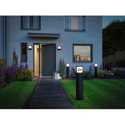 Paulmann 94514 - LED/8,5W IP44 Corp luminos pentru număr de casă reglabil, cu senzor combinat de mișcare și de amurg PADEA 230V antracit
