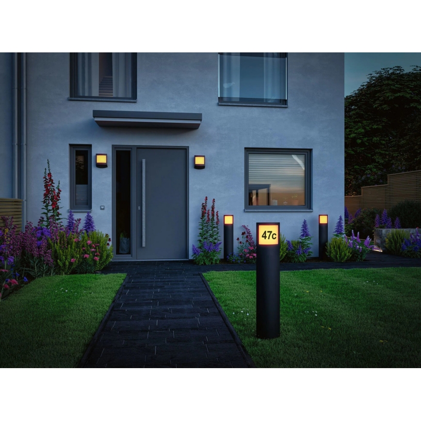 Paulmann 94514 - LED/8,5W IP44 Corp luminos pentru număr de casă reglabil, cu senzor combinat de mișcare și de amurg PADEA 230V antracit