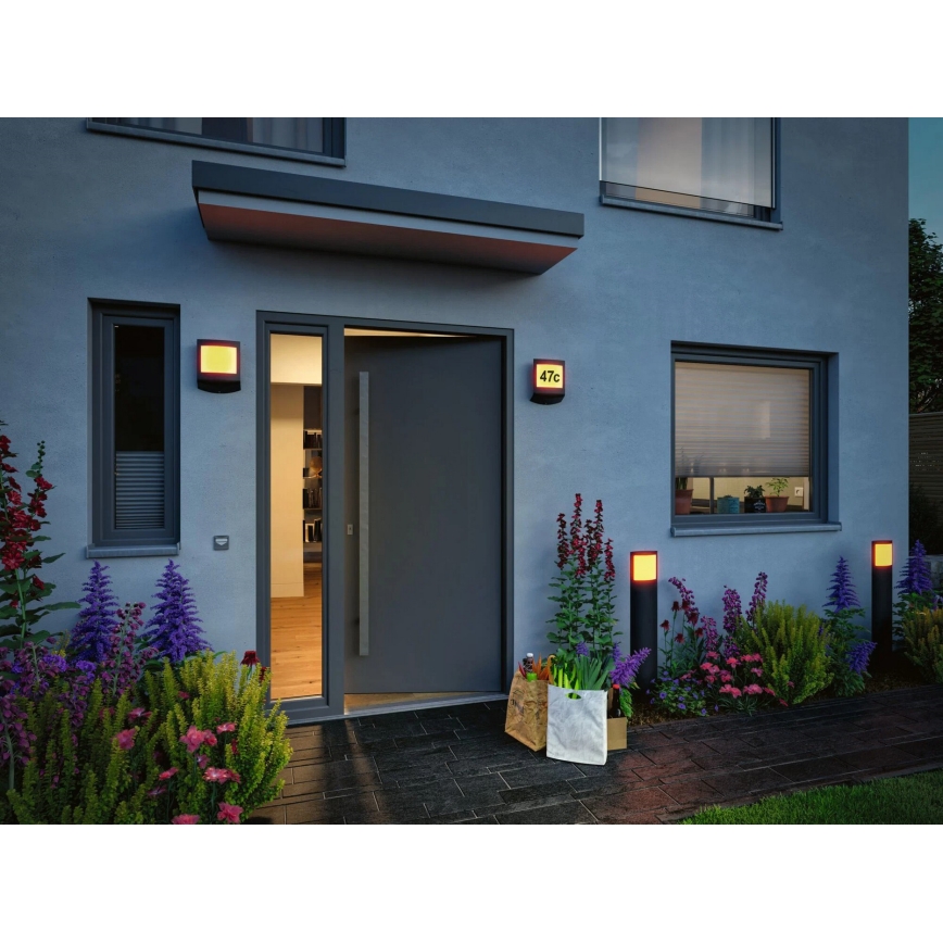 Paulmann 94515 - LED/8,5W IP44 Dimmabil plăcuță iluminată pentru număr de casă cu senzor de mișcare și senzor crepuscular PADEA 230V antracit