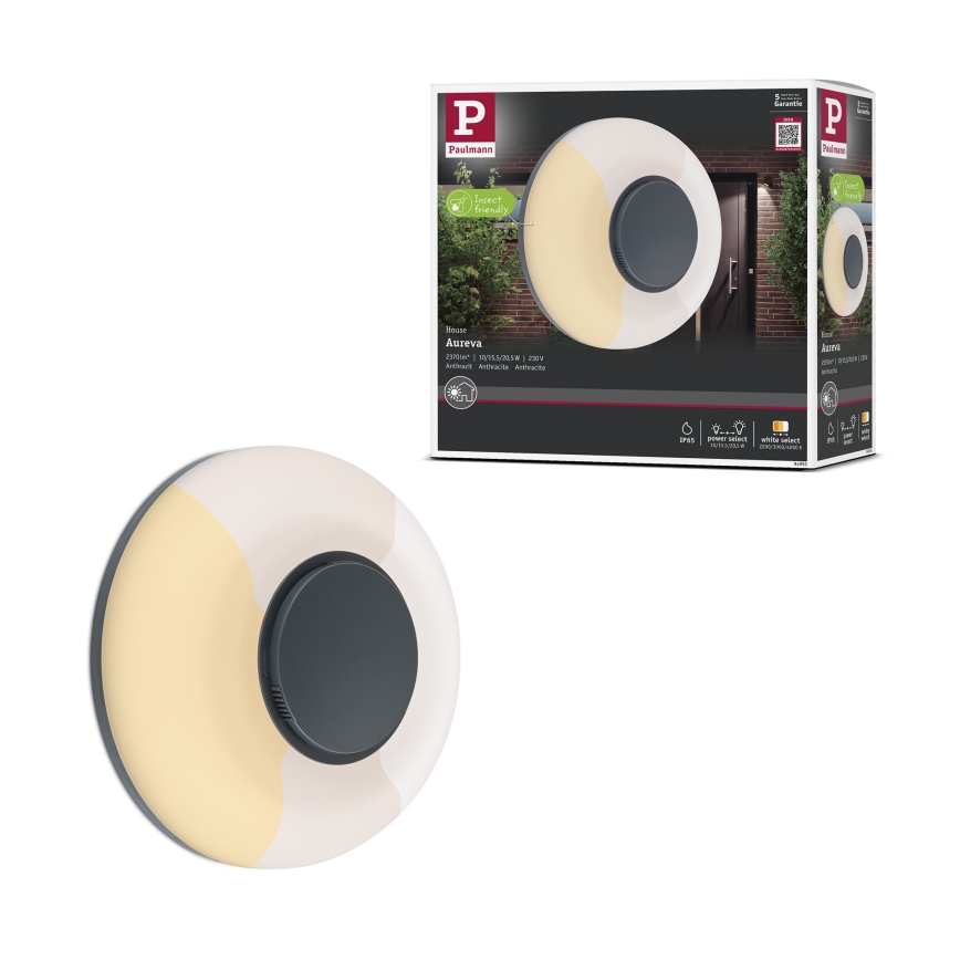 Paulmann 94955 - LED/20,5W IP65 Aplică de perete pentru exterior reglabilă AUREVA 230V 2200/3000/4000K antracit