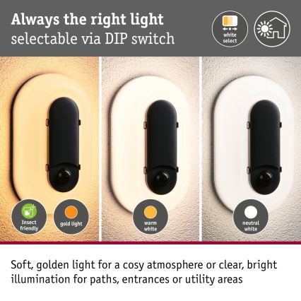 Paulmann 94958 - LED/18,5W IP65 Aplică de exterior dimerizabilă cu senzor de mișcare și de crepuscul ELUNOR 230V 2200/3000/4000K antracit