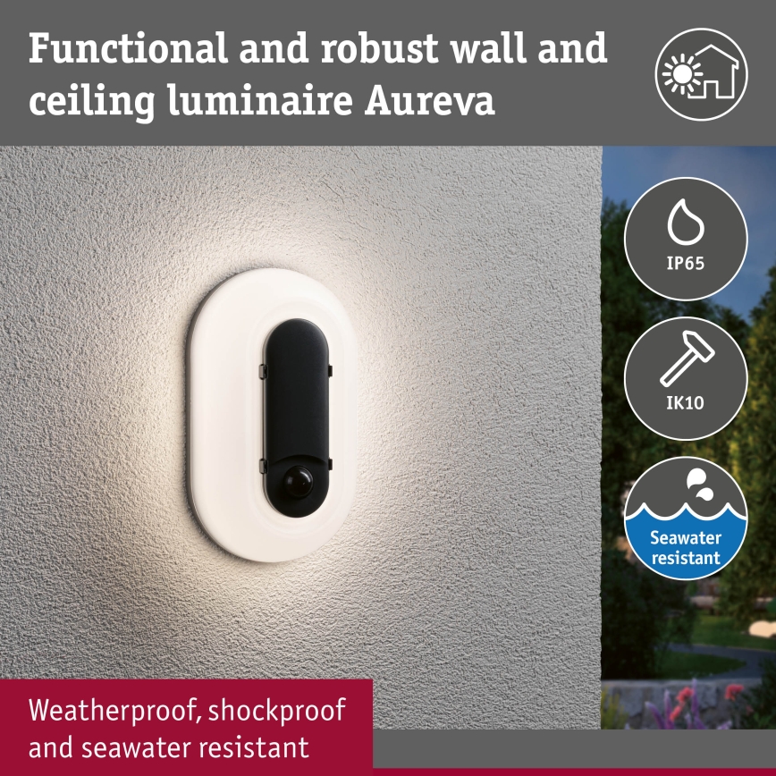 Paulmann 94958 - LED/18,5W IP65 Aplică de exterior dimerizabilă cu senzor de mișcare și de crepuscul ELUNOR 230V 2200/3000/4000K antracit