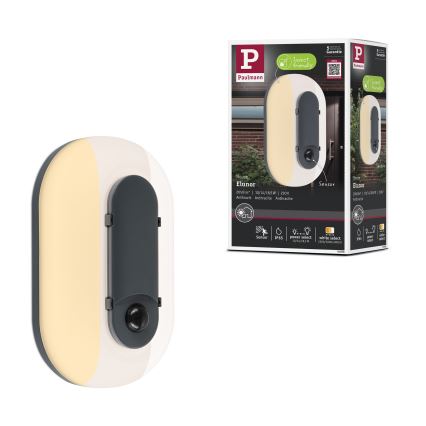 Paulmann 94958 - LED/18,5W IP65 Aplică de exterior dimerizabilă cu senzor de mișcare și de crepuscul ELUNOR 230V 2200/3000/4000K antracit