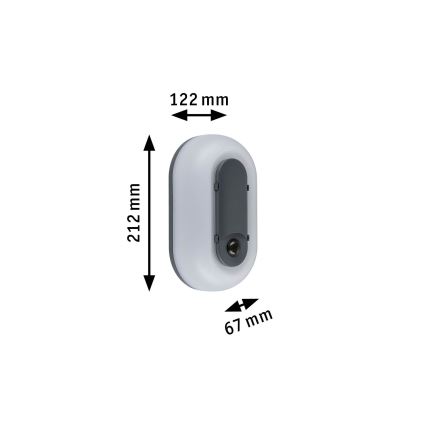 Paulmann 94958 - LED/18,5W IP65 Aplică de exterior dimerizabilă cu senzor de mișcare și de crepuscul ELUNOR 230V 2200/3000/4000K antracit