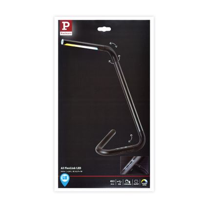 Paulmann 95424 - Lampă de birou LED/4,5W cu reglare intensitate, cu senzor tactil FLEXLINK 5V/USB 4400 mAh, neagră