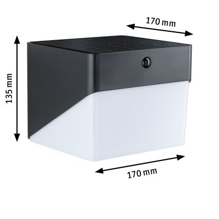 Paulmann 95746 - LED/2,3W IP44 Aplică solară de perete cu senzor EILEEN 3,7/230V 4000 mAh neagră