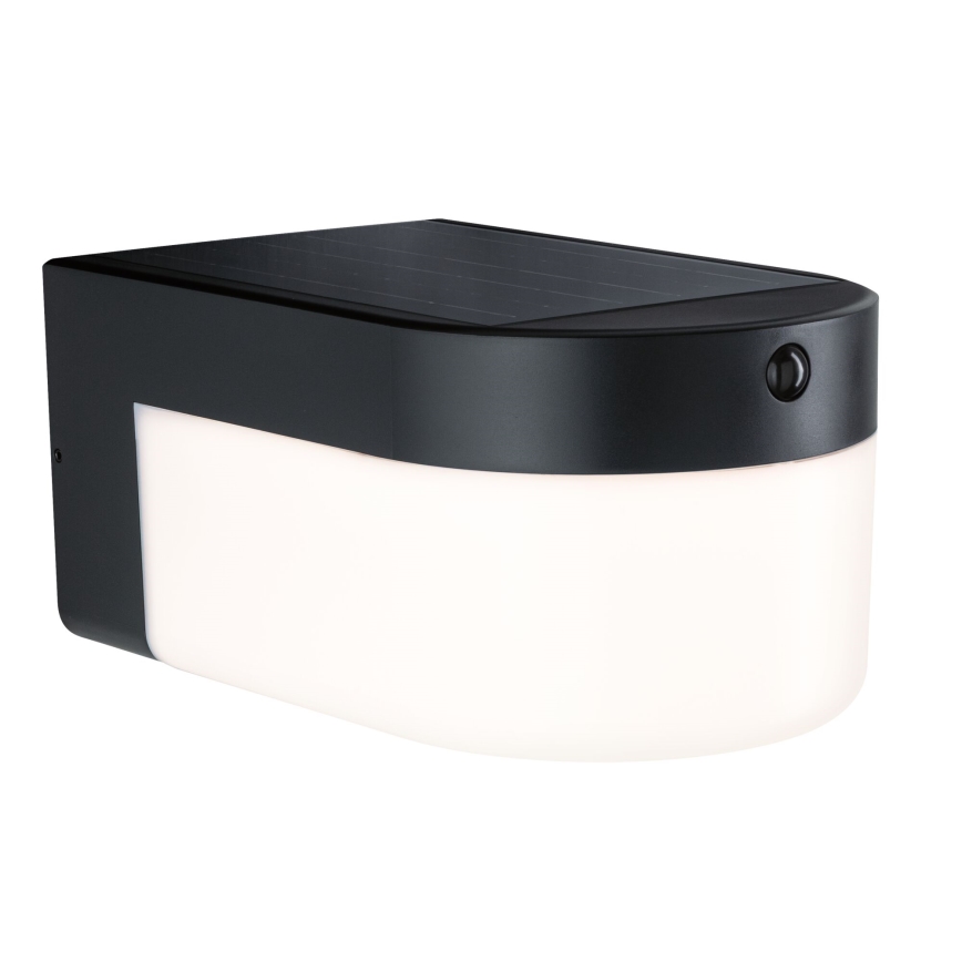 Paulmann 95747 - LED/2,3W IP44 Aplica de perete solară cu senzor CALYNE 3,7/230V 4000 mAh negru