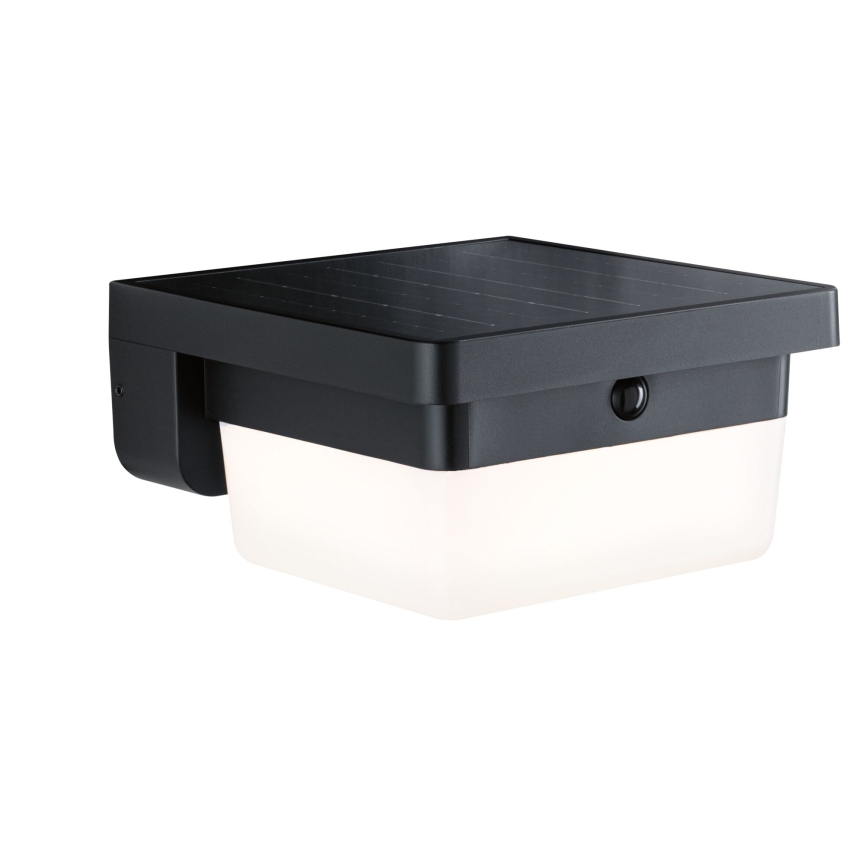 Paulmann 95748 - LED/2,3W IP44 Aplica solară de perete cu senzor ISLEEN 3,7/230V 4000 mAh neagră