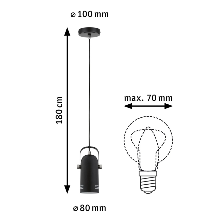 Paulmann LAVEA 79766 - Lustră suspendată pe cablu LED RGBW 1xE27/9W 230V, neagră
