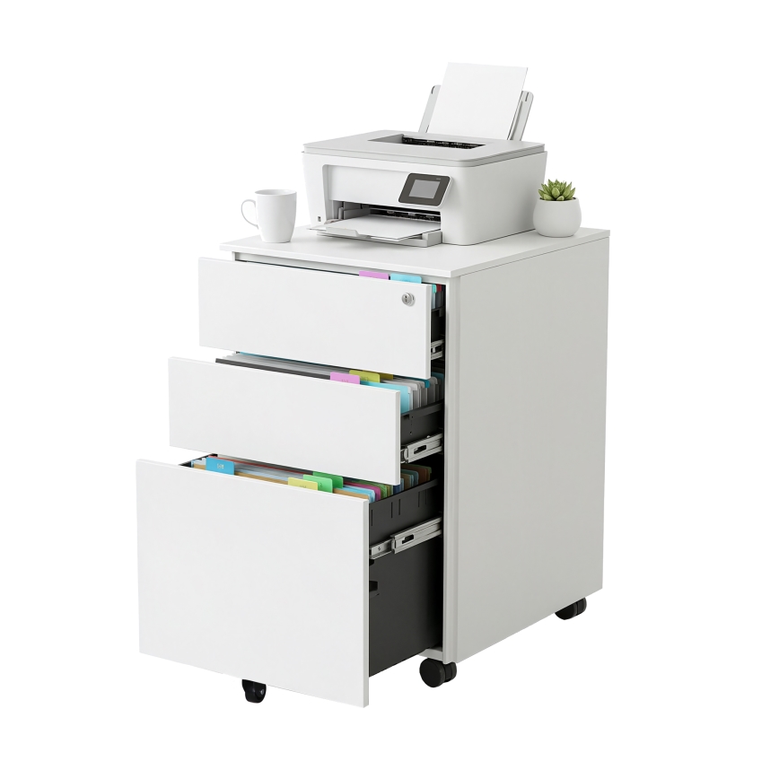 Pedestal de birou SECURIO, alb