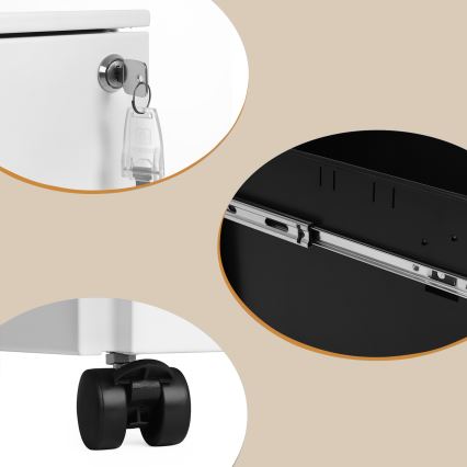 Pedestal de birou SECURIO, alb