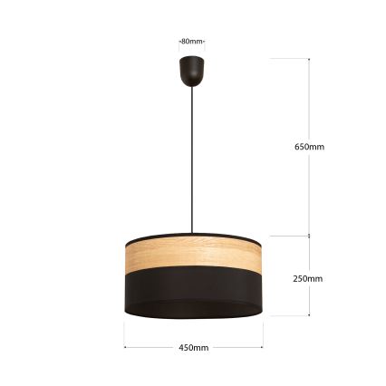 Pendul ALBA pe cablu, 1xE27/15W/230V, diametru 45 cm, negru/maro