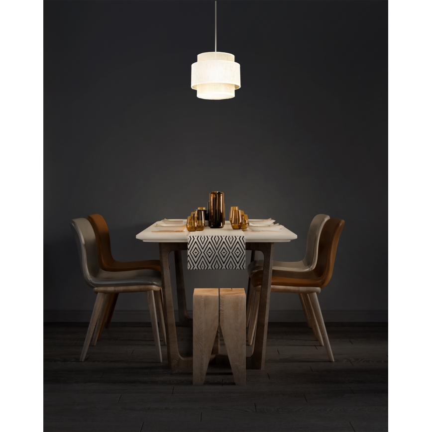 Pendul BOHO pe cablu 1xE27/60W/230V Ø 20 cm crem/iută