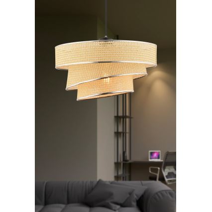 Pendul COUPER pe cablu 1xE27/60W/230V bej/crom lucios