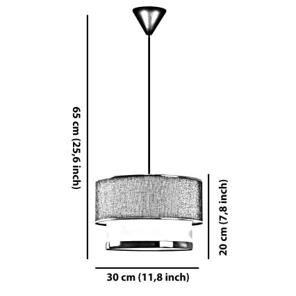 Pendul cu cablu ECHO 1xE27/60W/230V negru/crem