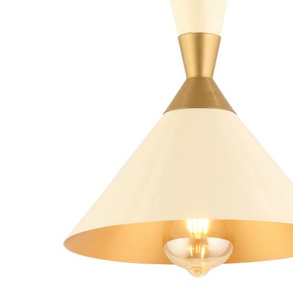 Pendul cu cablu MONZA 1x E27/40W/230V Ø 25 cm crem/auriu