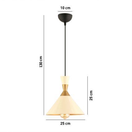 Pendul cu cablu MONZA 1x E27/40W/230V Ø 25 cm crem/auriu