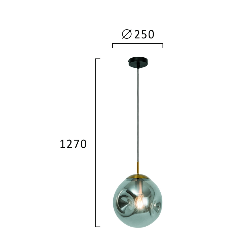 Pendul cu cablu OSCAR 1xE27/40W/230V negru fumuriu