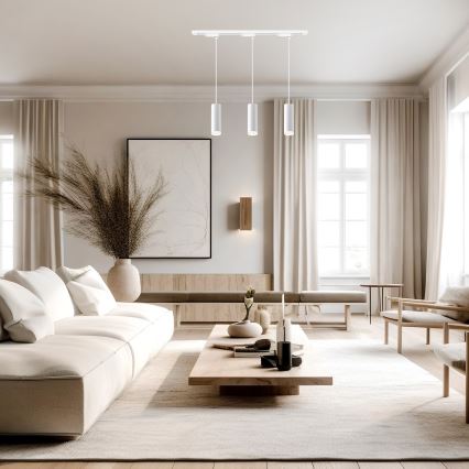 Pendul cu cablu pentru sistem de șină PIPE, 3xGU10/10W/230V, alb