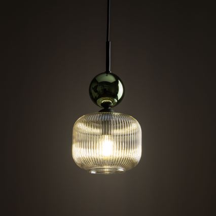 Pendul cu cablu SOPHIA 1xE14/10W/230V negru/verde/bej fumuriu