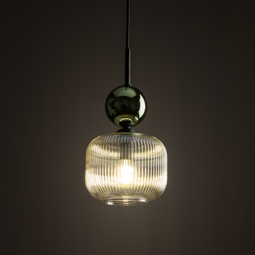 Pendul cu cablu SOPHIA 1xE14/10W/230V negru/verde/bej fumuriu
