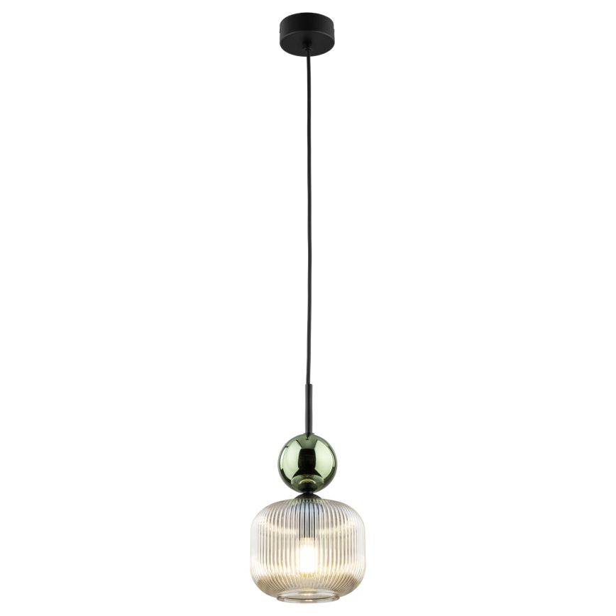 Pendul cu cablu SOPHIA 1xE14/10W/230V negru/verde/bej fumuriu