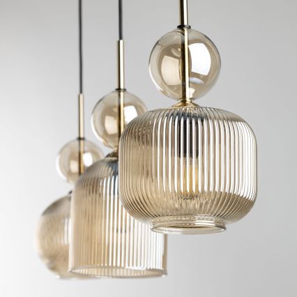 Pendul cu cablu SOPHIA 3xE14/10W/230V negru/bej fumuriu