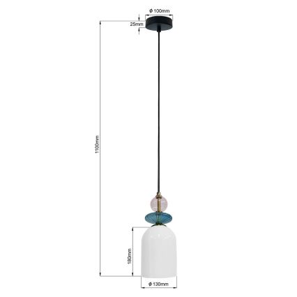 Pendul cu cablu TROPEA 1xE27/15W/230V negru/mov fumuriu/albastru/alb