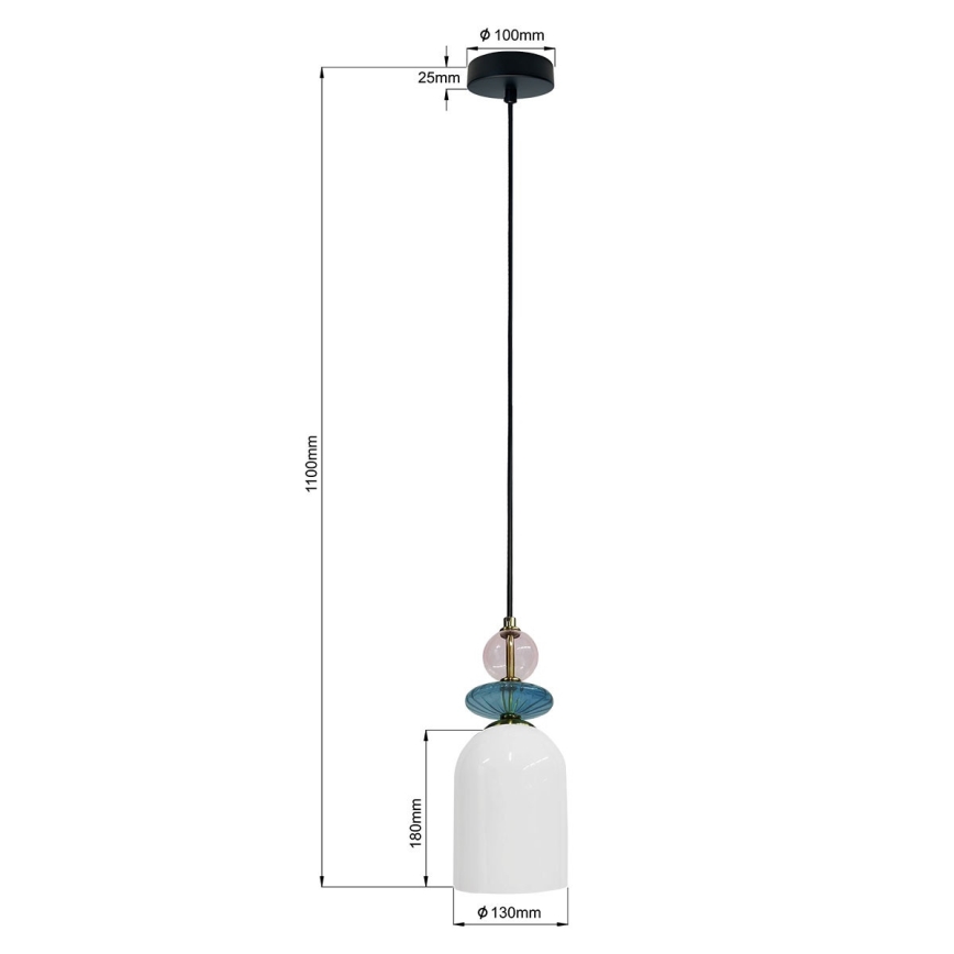 Pendul cu cablu TROPEA 1xE27/15W/230V negru/mov fumuriu/albastru/alb