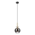 Pendul cu cablu VELLO 1xE27/15W/230V negru/bej fumuriu/negru
