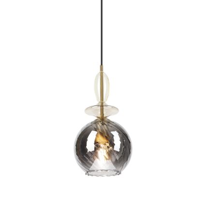 Pendul cu cablu VELLO 1xE27/15W/230V negru/bej fumuriu/negru