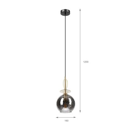 Pendul cu cablu VELLO 1xE27/15W/230V negru/bej fumuriu/negru