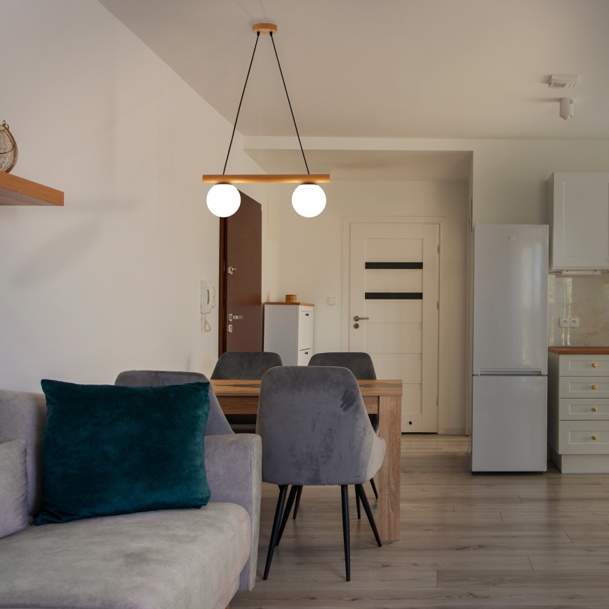 Pendul cu cablu WOODSTOCK 2xE27/15W/230V lemn/negru