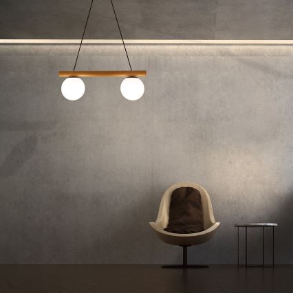 Pendul cu cablu WOODSTOCK 2xE27/15W/230V lemn/negru