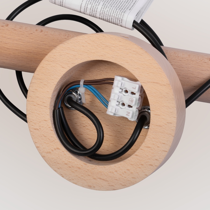 Pendul cu cablu WOODSTOCK 2xE27/15W/230V lemn/negru