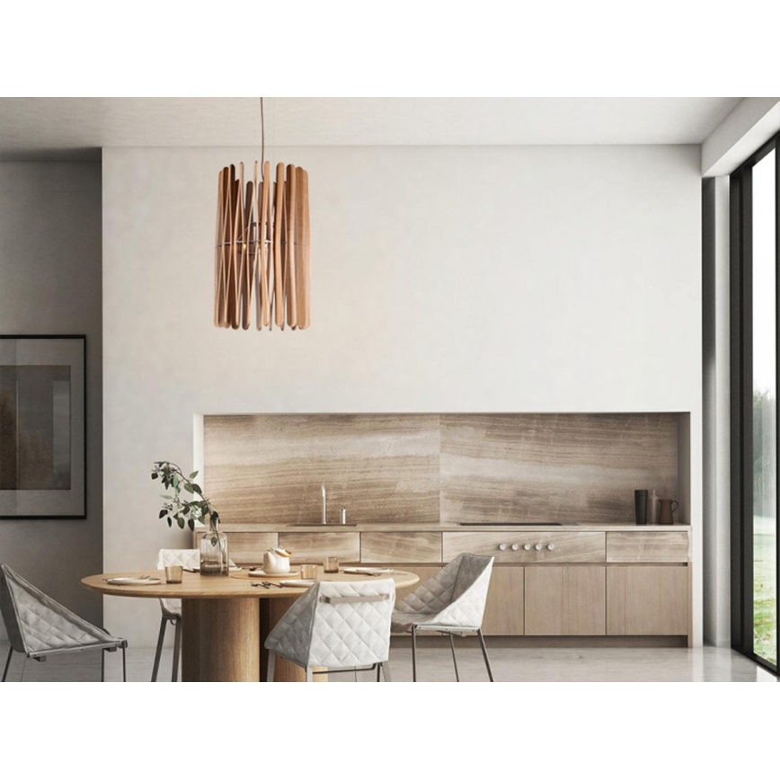 Pendul din lemn masiv pe cablu, 1xE27/60W/230V, diametru 38 cm, frasin/lemn de cauciuc