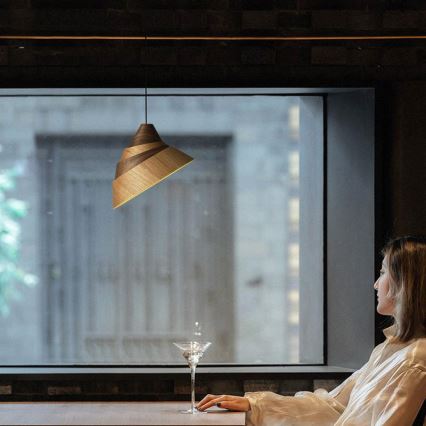 Pendul din lemn pe cablu 1xE27/60W/230V Ø 33 cm lemn masiv/stejar/nuc/lemn de cauciuc