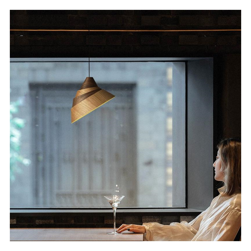 Pendul din lemn pe cablu 1xE27/60W/230V Ø 33 cm lemn masiv/stejar/nuc/lemn de cauciuc