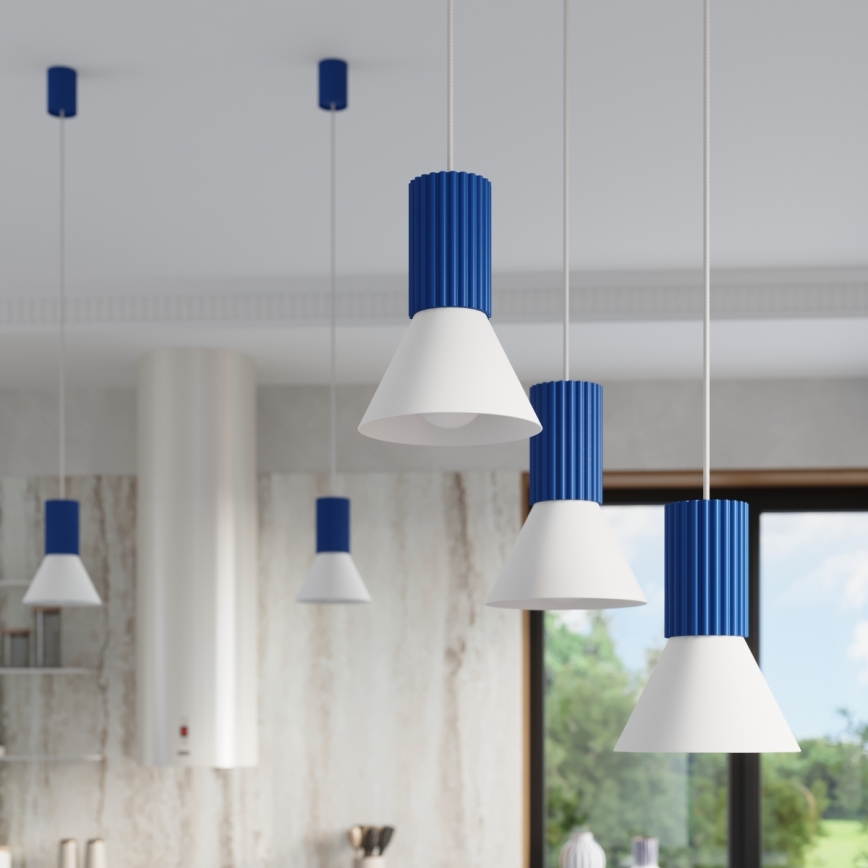 Lustră suspendată pe cablu ESTRIA, 1xE14/10W/230V, Ø 14 cm, albastră