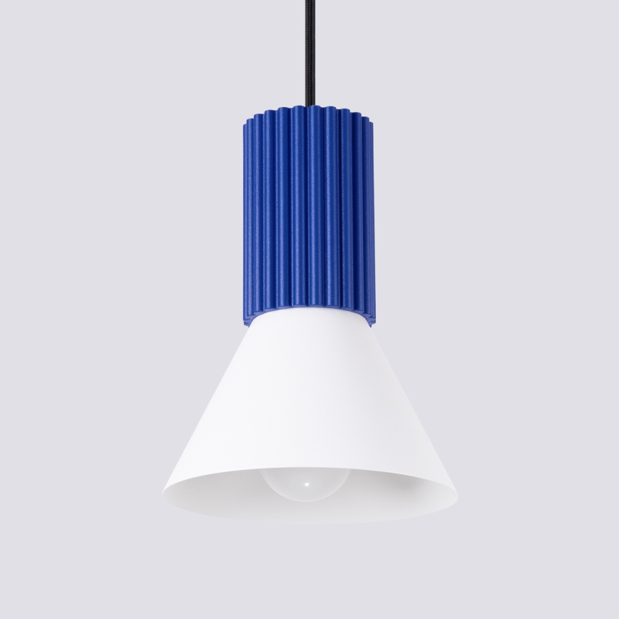 Lustră suspendată pe cablu ESTRIA, 1xE14/10W/230V, Ø 14 cm, albastră