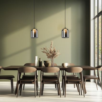 Pendul KLEA 1xG9/15W/230V negru fumuriu