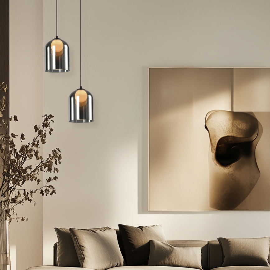 Pendul KLEA 1xG9/15W/230V negru fumuriu