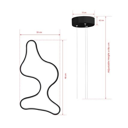 Pendul LED ARTISAN pe cablu, 36W, 230V, 6500K, negru