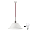 Pendul LED pe cablu 1xE27/60W/230V alb/roșu