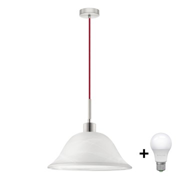 Pendul LED pe cablu 1xE27/60W/230V alb/roșu